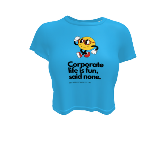 Cute Funny Corporate Life Retro Blue Crop Top