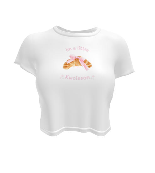 Kawaii Coquette Soft Girl Croissant Pink Crop Top