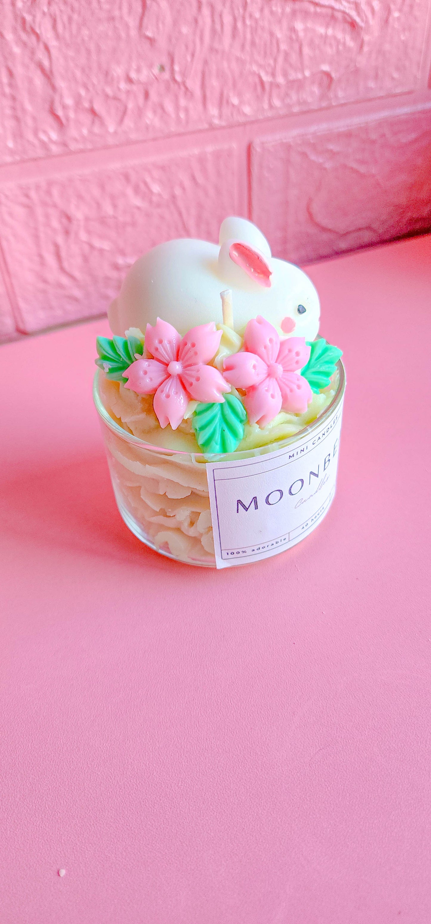 Cute Cherry Blossom Spring Bunny Dessert Mini scented Candle