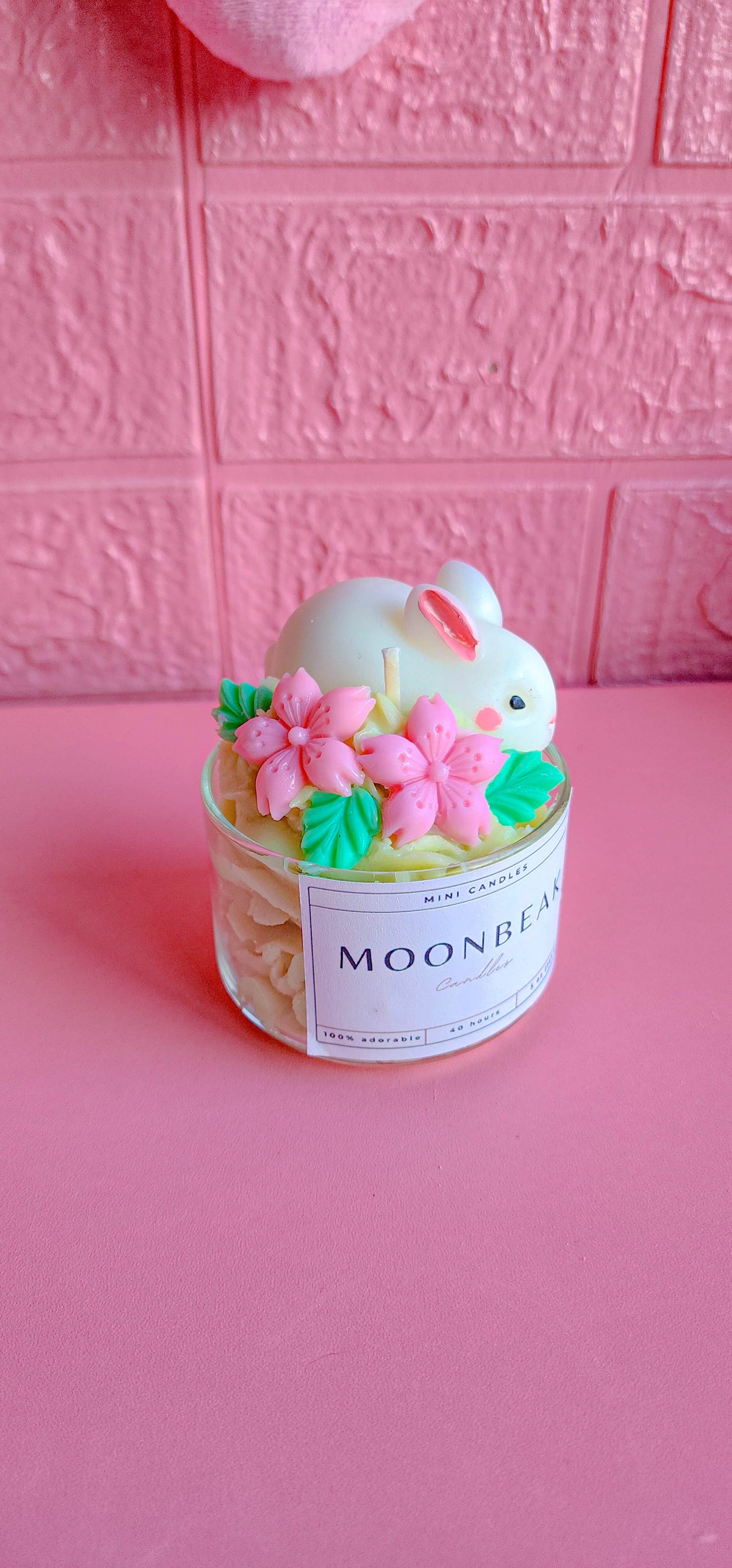 Cute Cherry Blossom Spring Bunny Dessert Mini scented Candle