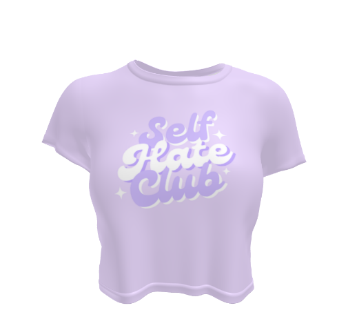 Super Cute Retro Pastel Purple Self Hate Club Crop Top