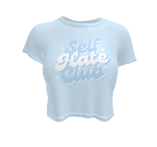 Super Cute Retro Pastel Blue Self Hate Club Crop Top