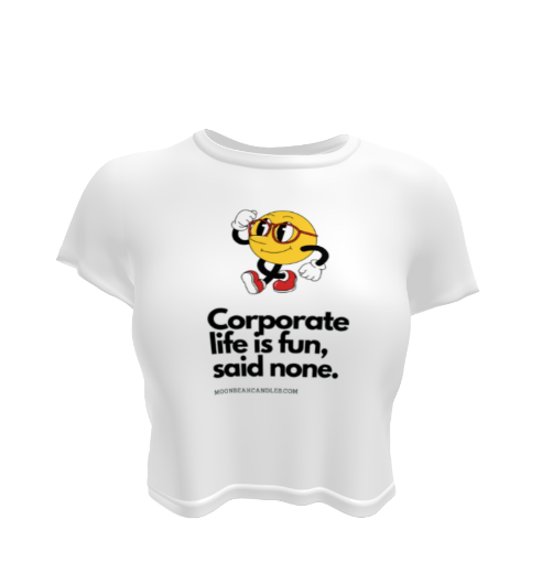 Cute Funny Corporate Life Retro White Crop Top