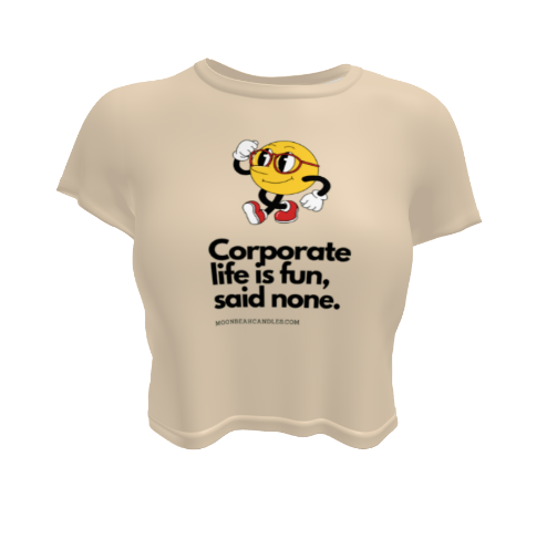 Cute Funny Corporate Life Retro Beige Crop Top