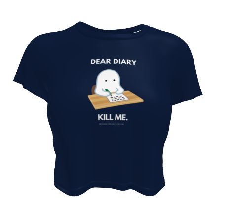 Cute Halloween Ghost Diary Dar Humor Navy Crop Top