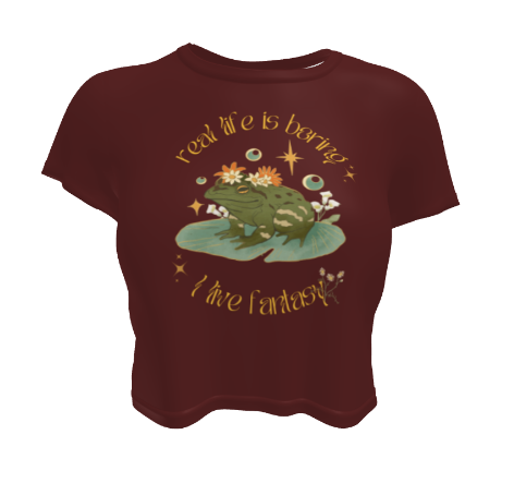 Beautiful Magical Frog Wizard  I Live Fantasy Maroon Crop Top