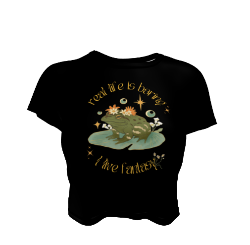 Beautiful Magical Frog Wizard  I Live Fantasy Black Crop Top