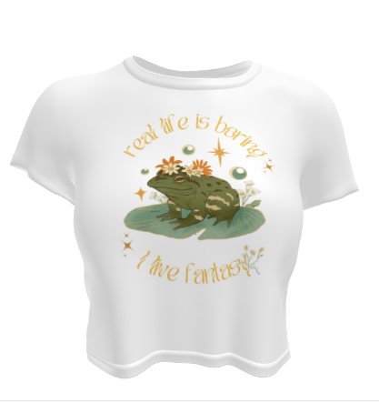 Beautiful Magical Frog Wizard  I Live Fantasy White Crop Top