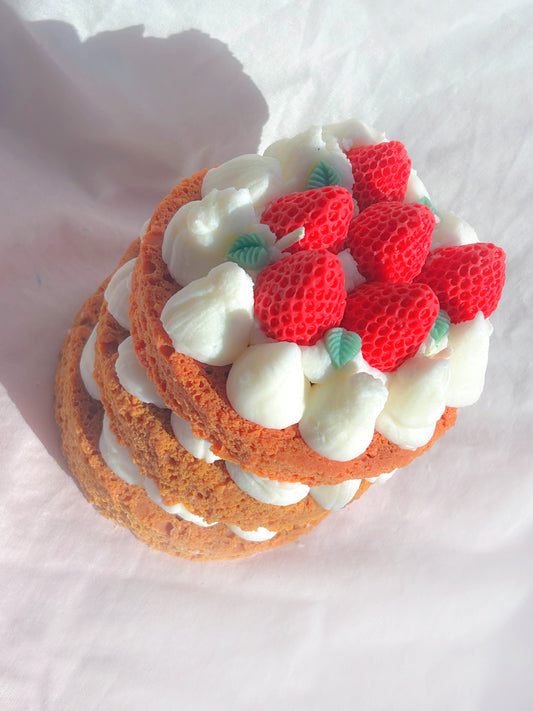 Kawaii Three-tier Strawberry Dessert Sponge Cake Candle