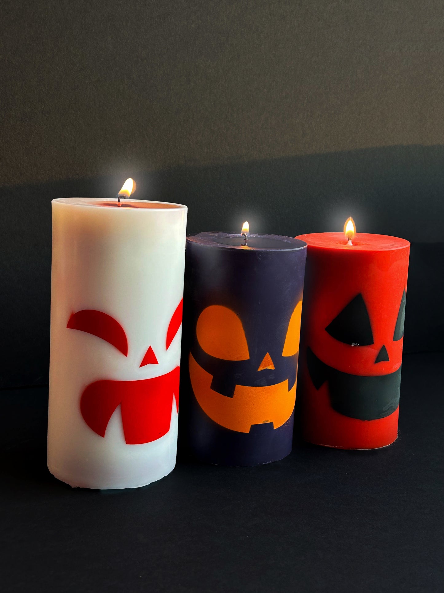 Spooky Pumpkin Face Scary Halloween Bloody Pillar Candle