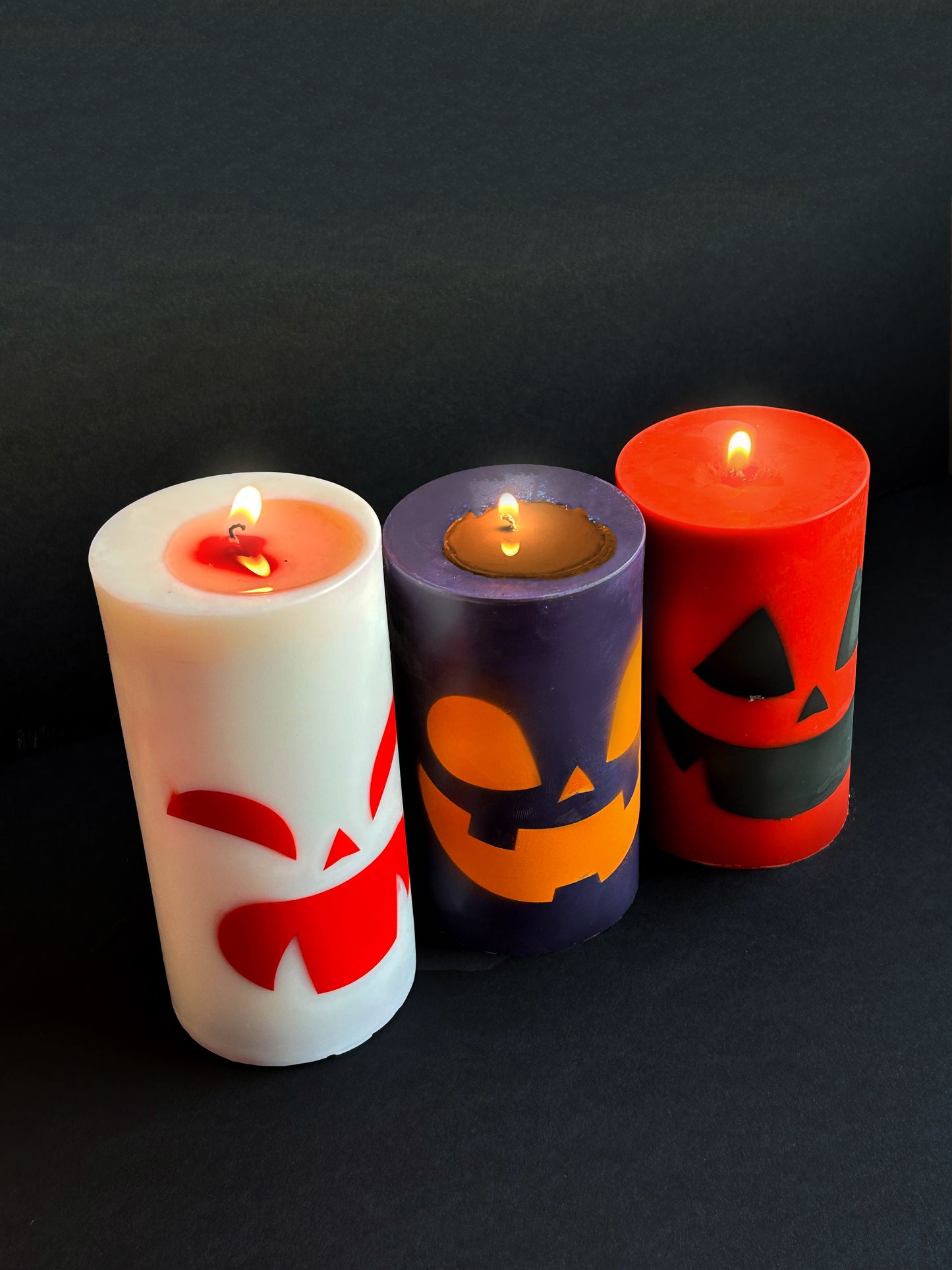 Spooky Pumpkin Face Scary Halloween Bloody Pillar Candle