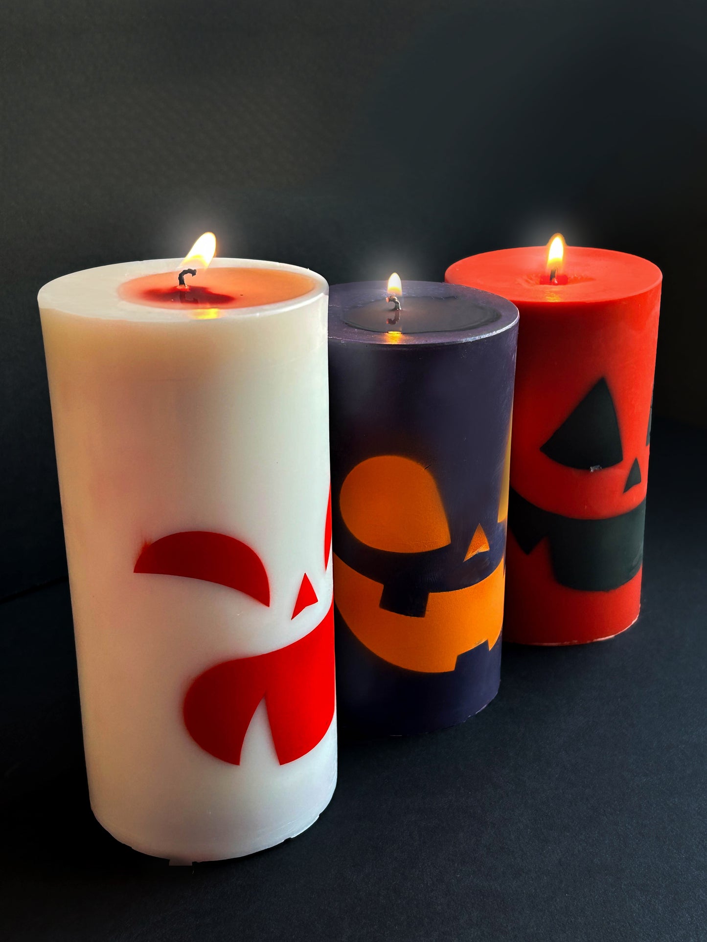 Spooky Pumpkin Face Scary Halloween Bloody Pillar Candle