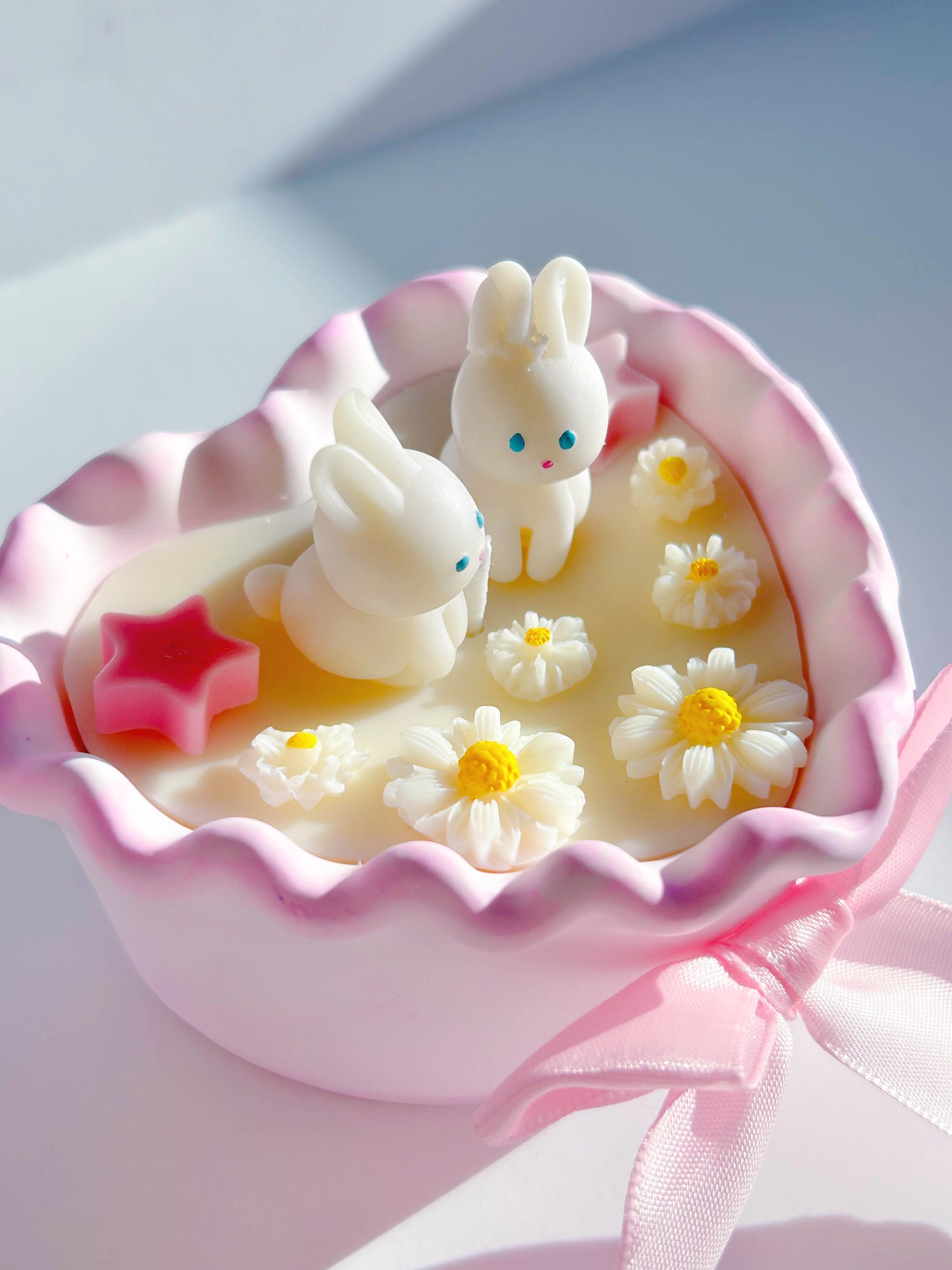 Cute Bunny And Daisies Girly Lolita Candle