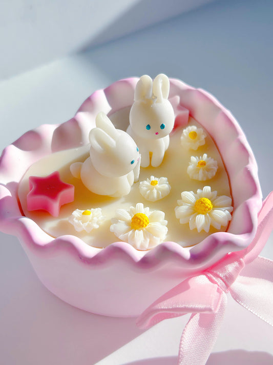 Cute Bunny And Daisies Girly Lolita Candle