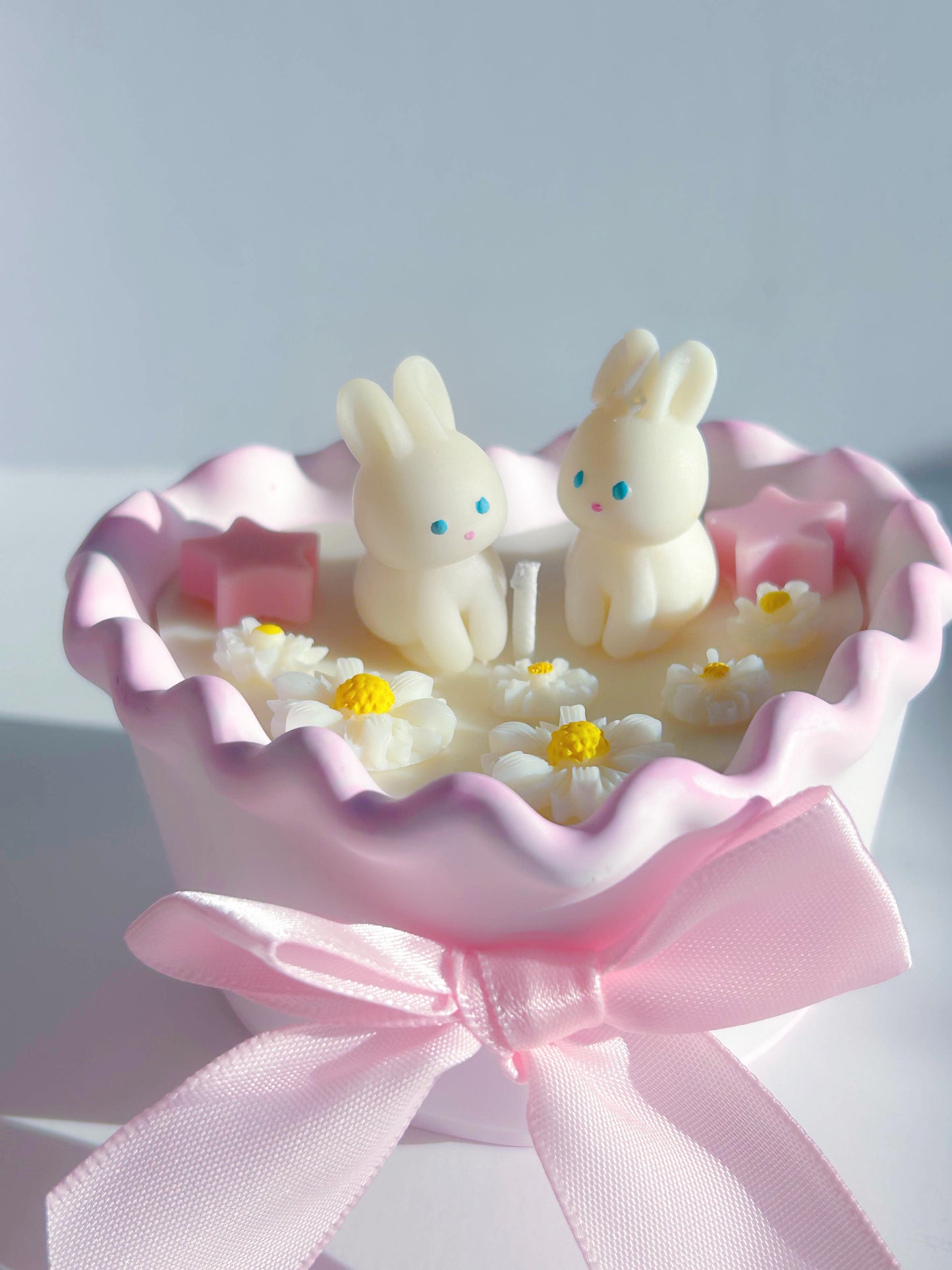 Cute Bunny And Daisies Girly Lolita Candle