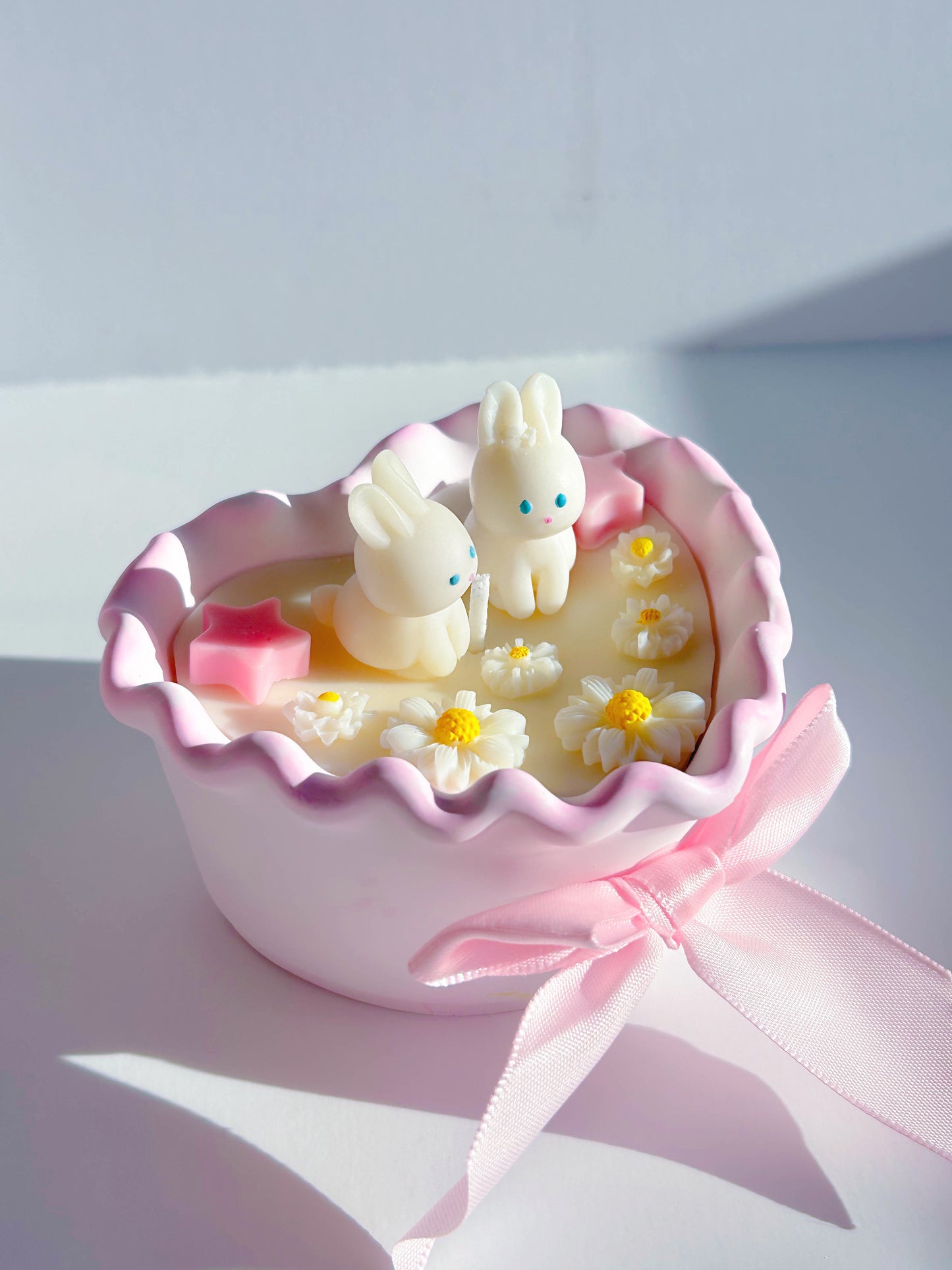 Cute Bunny And Daisies Girly Lolita Candle