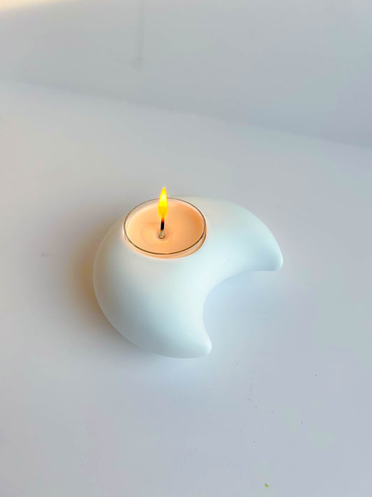 Kawaii Cute Moon Shaped  Modern Minimalist Ceramic Candleholder