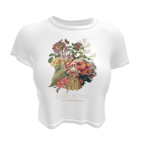 Beautiful Vintage Flowers Collage Lost In Time White Crop Top