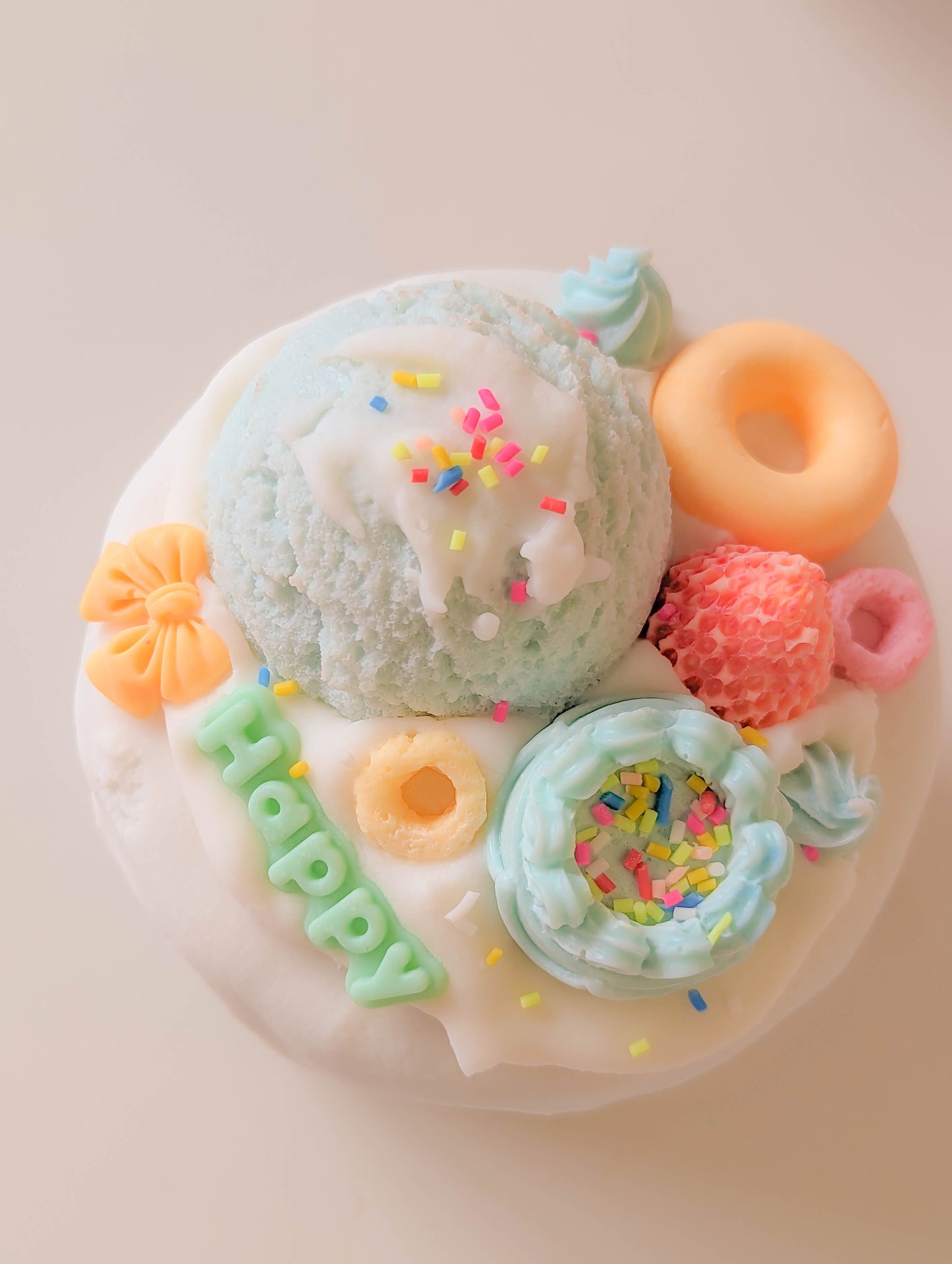 Kawaii Blue Ice Cream Dessert Cake Candle