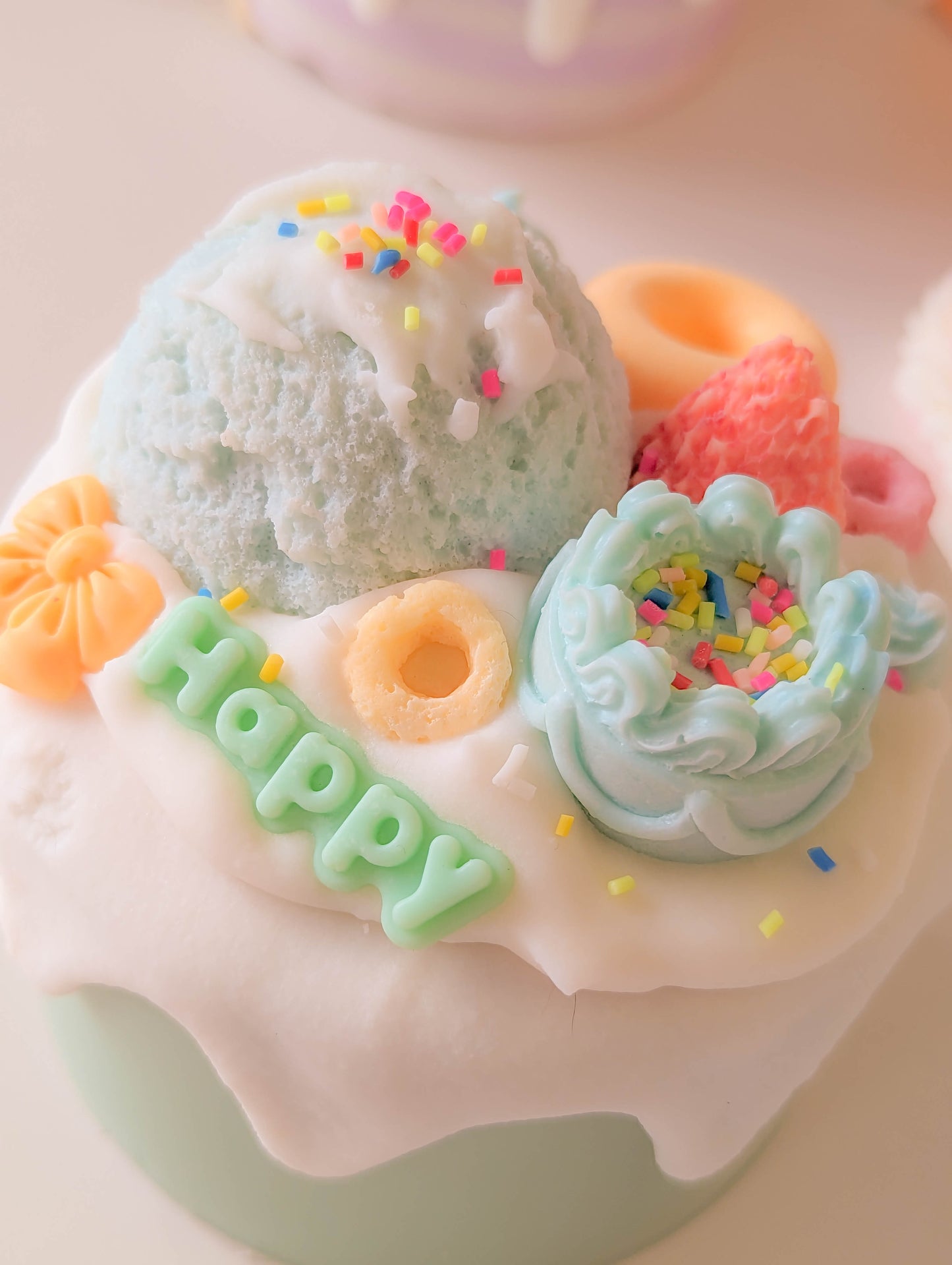 Kawaii Blue Ice Cream Dessert Cake Candle