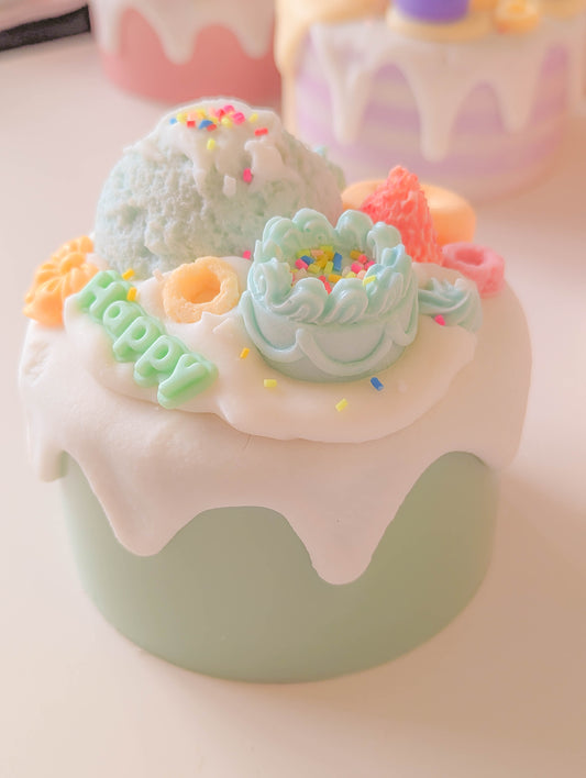 Kawaii Blue Ice Cream Dessert Cake Candle