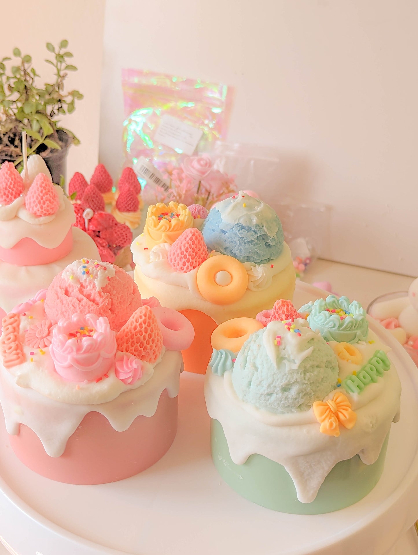 Kawaii Ice Cream Cakes キャンドルセット 3 個