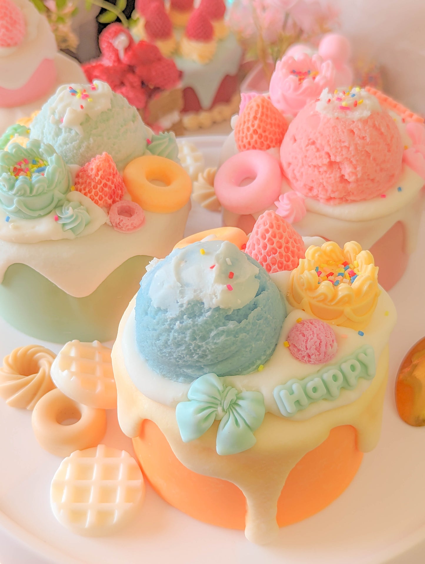 Kawaii Ice Cream Cakes キャンドルセット 3 個