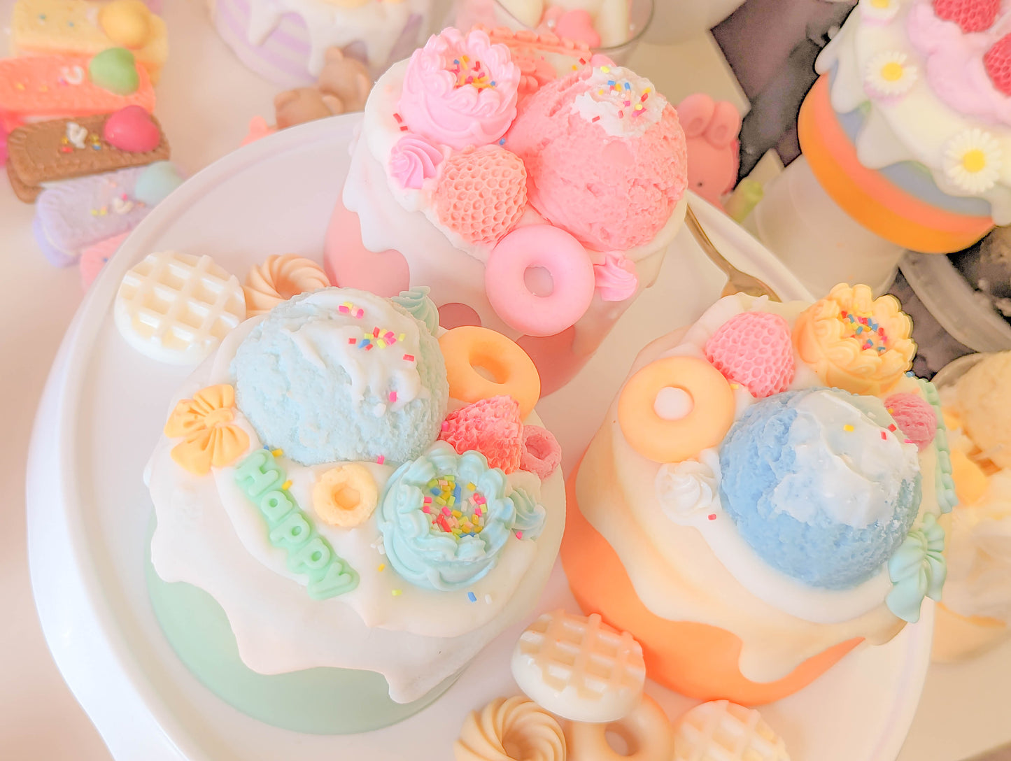 Kawaii Ice Cream Cakes キャンドルセット 3 個