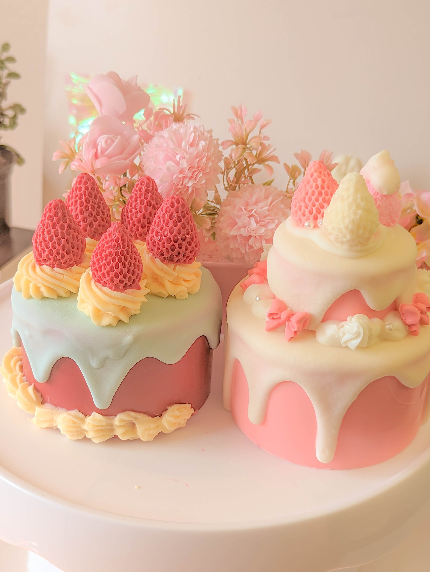 Cute Strawberry Dessert Cake Candle Set