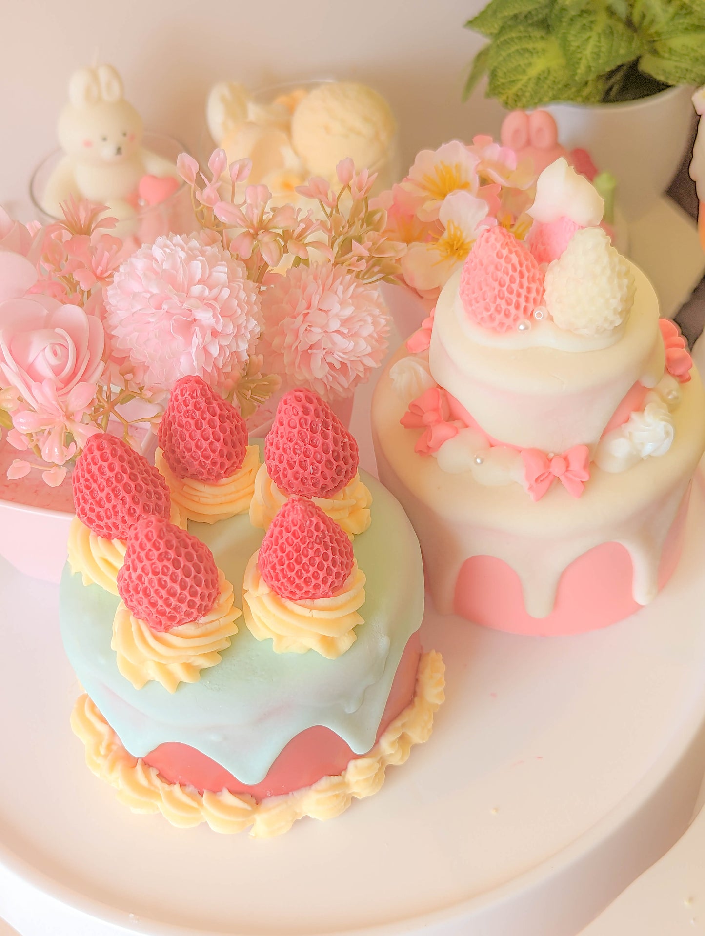 Cute Strawberry Dessert Cake Candle Set