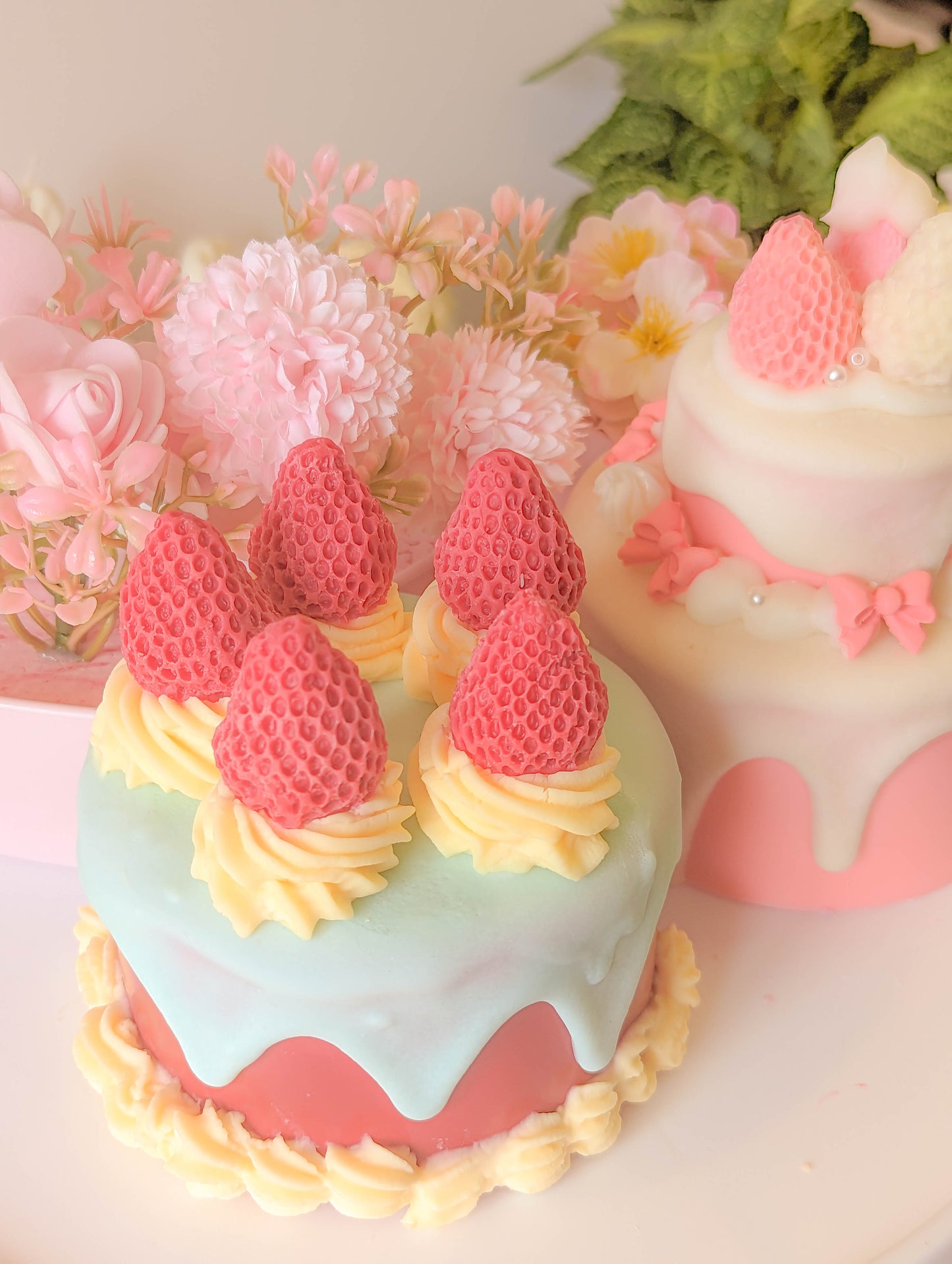 Cute Strawberry Dessert Cake Candle Set