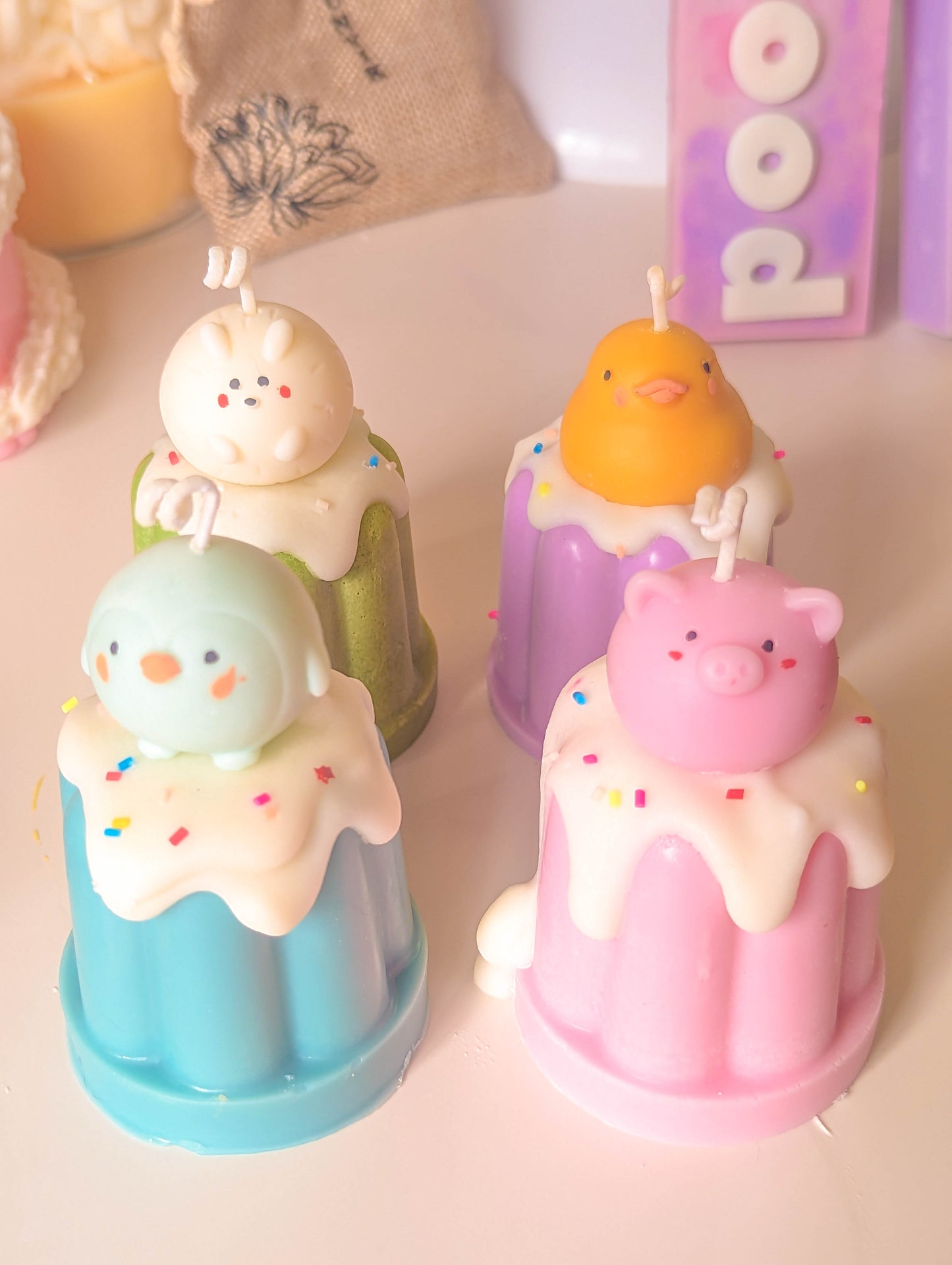 Kawaii Cartoon Mini Pastel Dessert Cake Candle Set