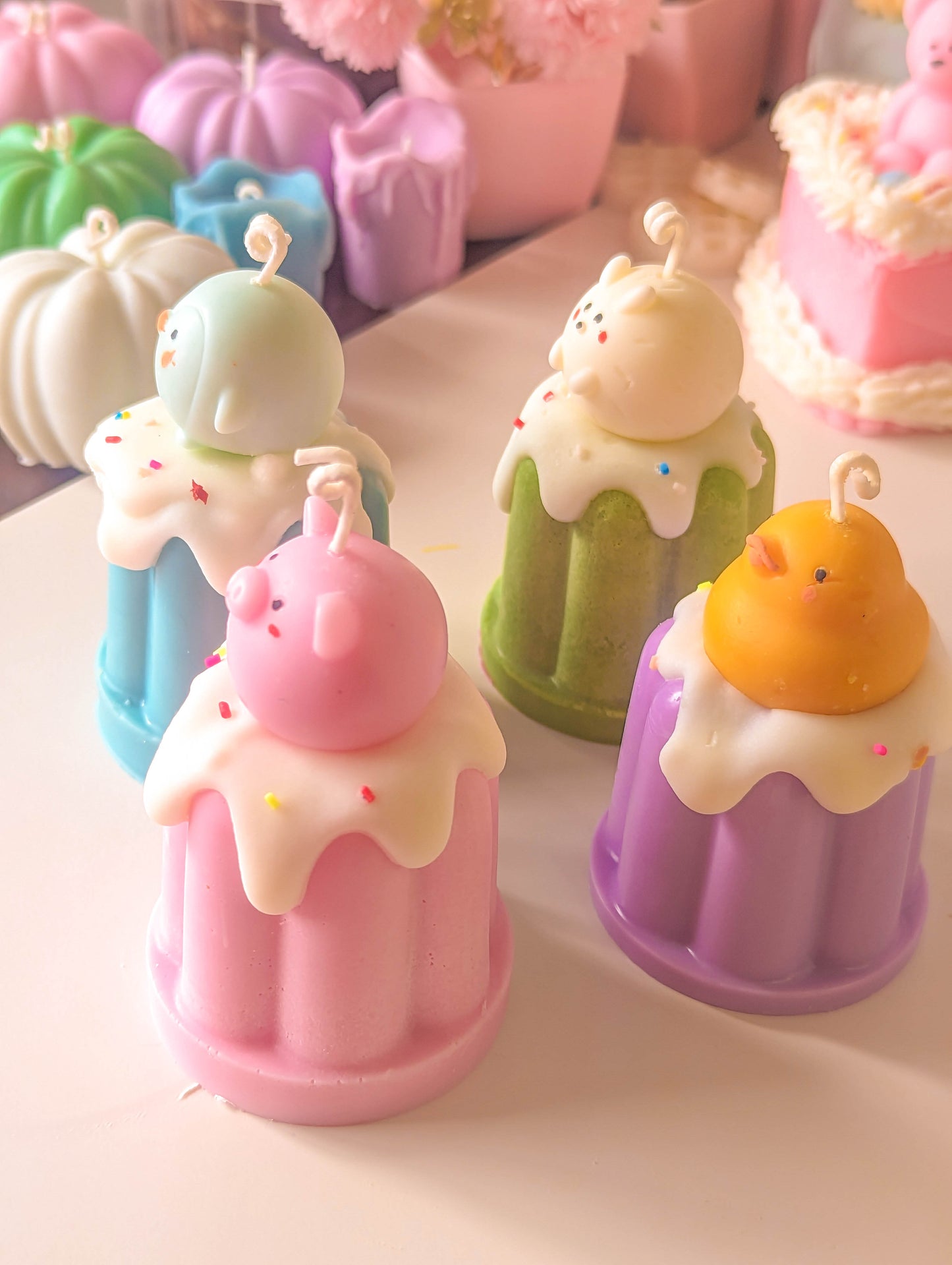 Kawaii Cartoon Mini Pastel Dessert Cake Candle Set