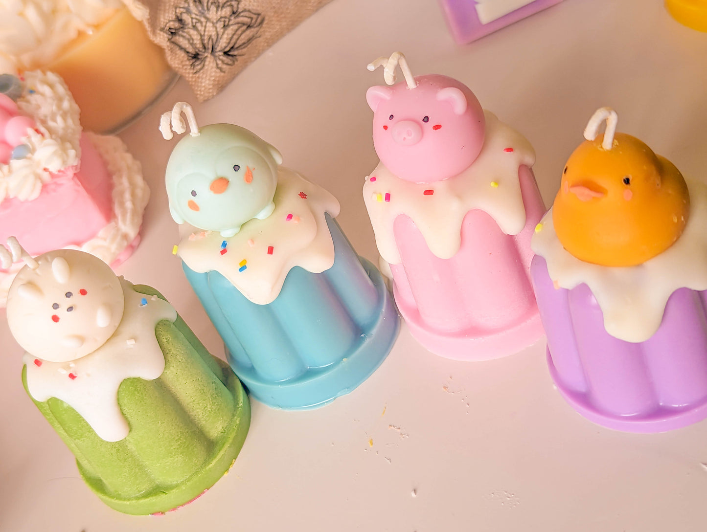 Kawaii Cartoon Mini Pastel Dessert Cake Candle Set