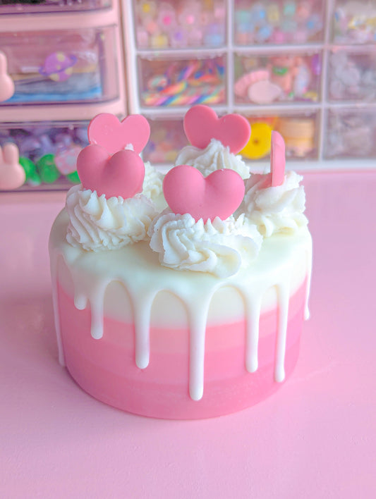 Kawaii Pastel Gradient Pink Rainbow Heart Cake Candle