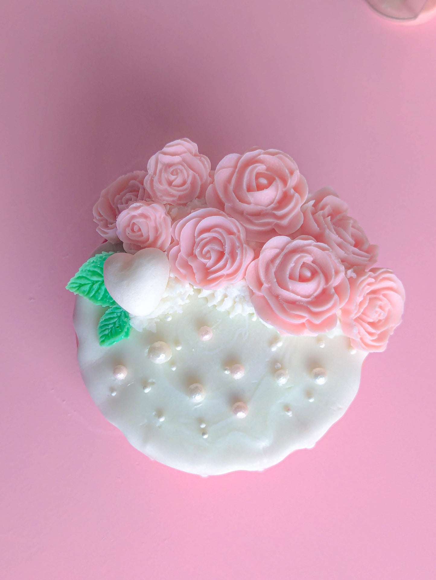 cute pink rose bouquet dessert fake valentine's cake candle