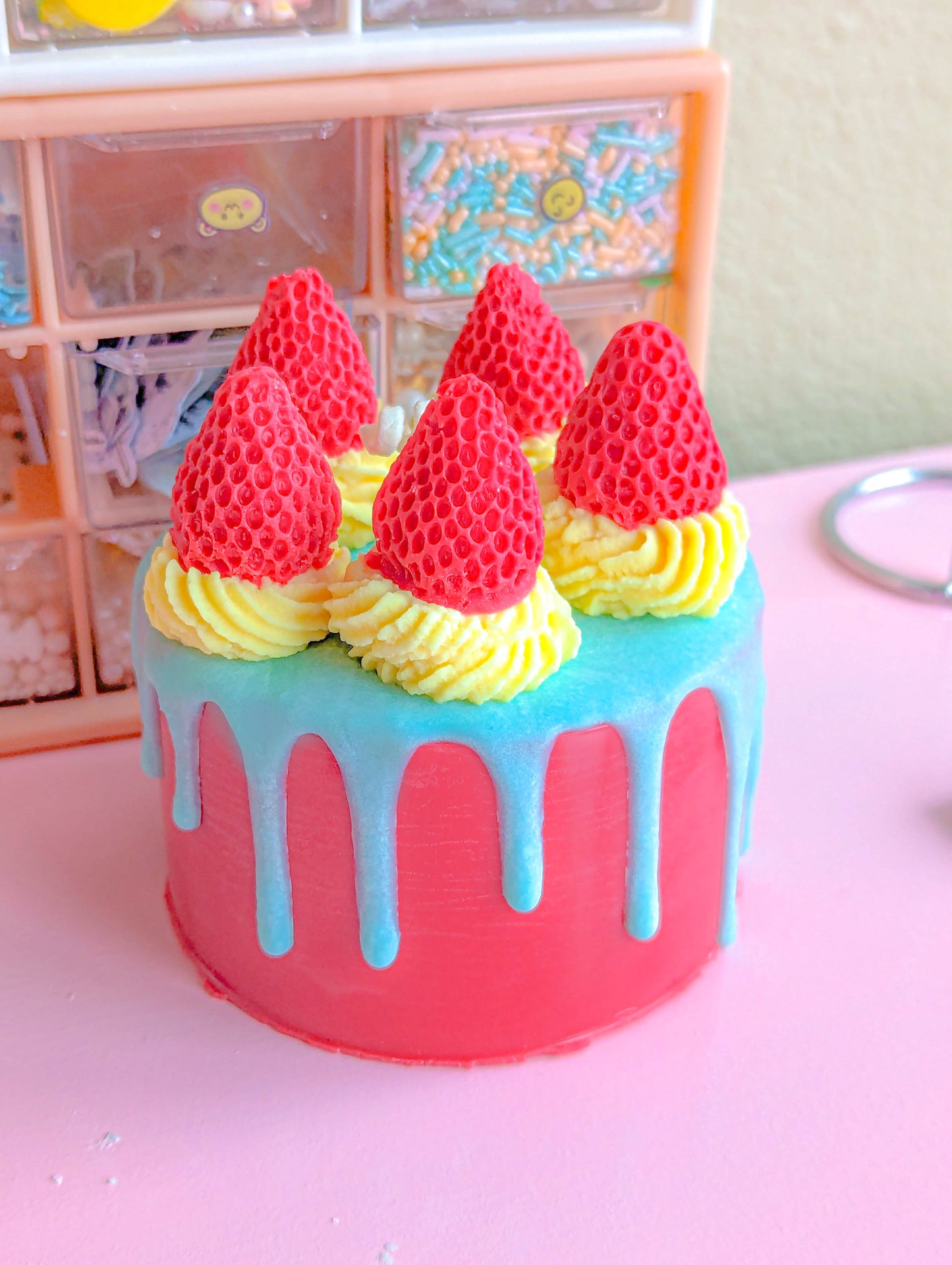 Yummy Red Strawberry  Whipped Cake Candle