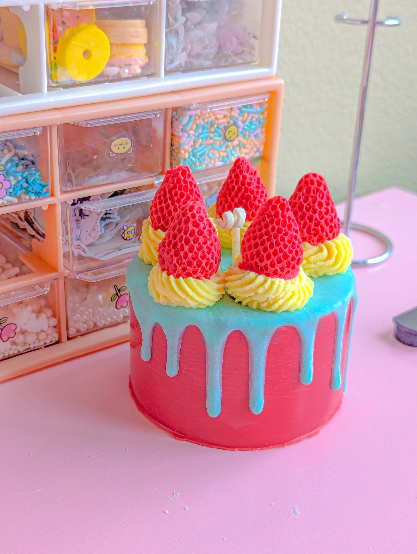 Yummy Red Strawberry  Whipped Cake Candle