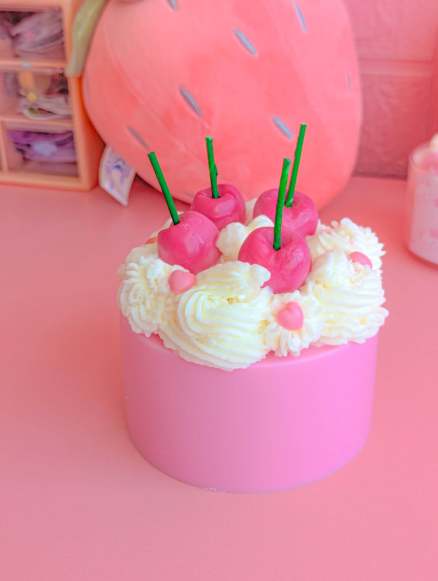 Cute Pink Cherry Valentine Whipped Cake