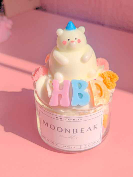 Cute Fruit Loop Bear Birthday Custom Letters Dessert Mini scented Candle