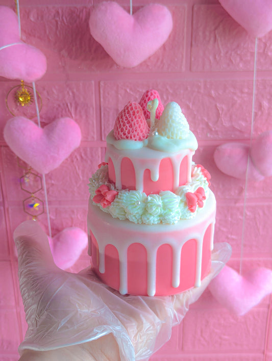 Kawaii Two-tier Strawberry Dessert Cake Candle