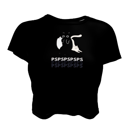 Cute Black White Cats PSPSPS Funny Cat Call Black Crop Top