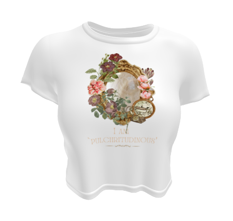 Beautiful Vintage Mirror Flowers I am Beautiful White Crop Top