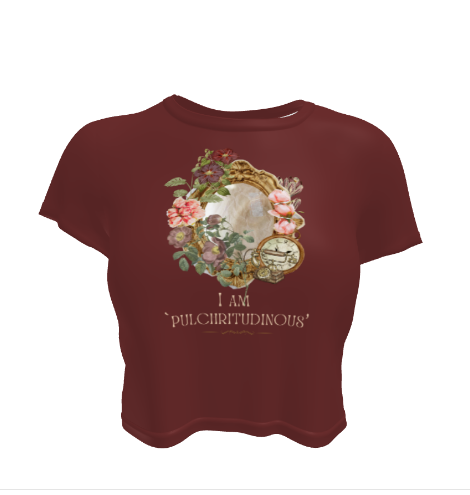 Beautiful Vintage Mirror Flowers I am Beautiful Maroon Crop Top