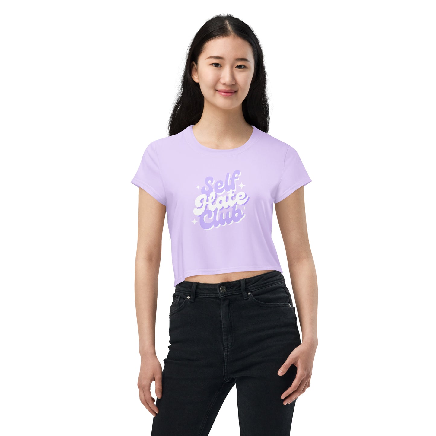 Super Cute Retro Pastel Purple Self Hate Club Crop Top