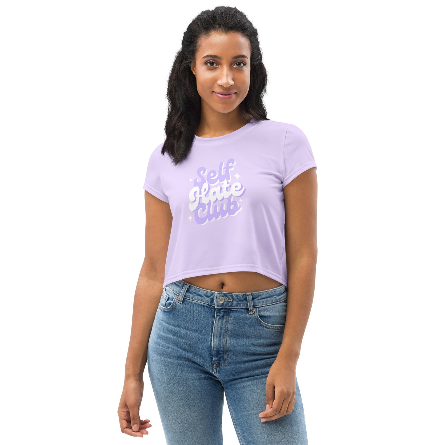 Super Cute Retro Pastel Purple Self Hate Club Crop Top