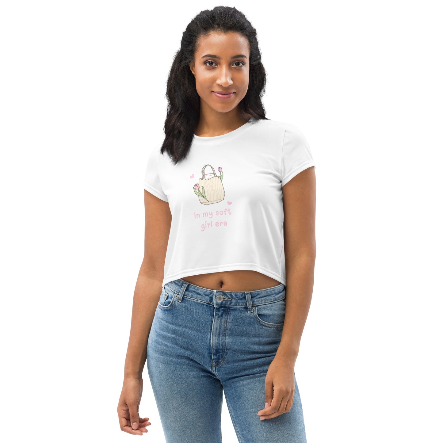 Kawaii Soft Girl Pink Roses Crop Top