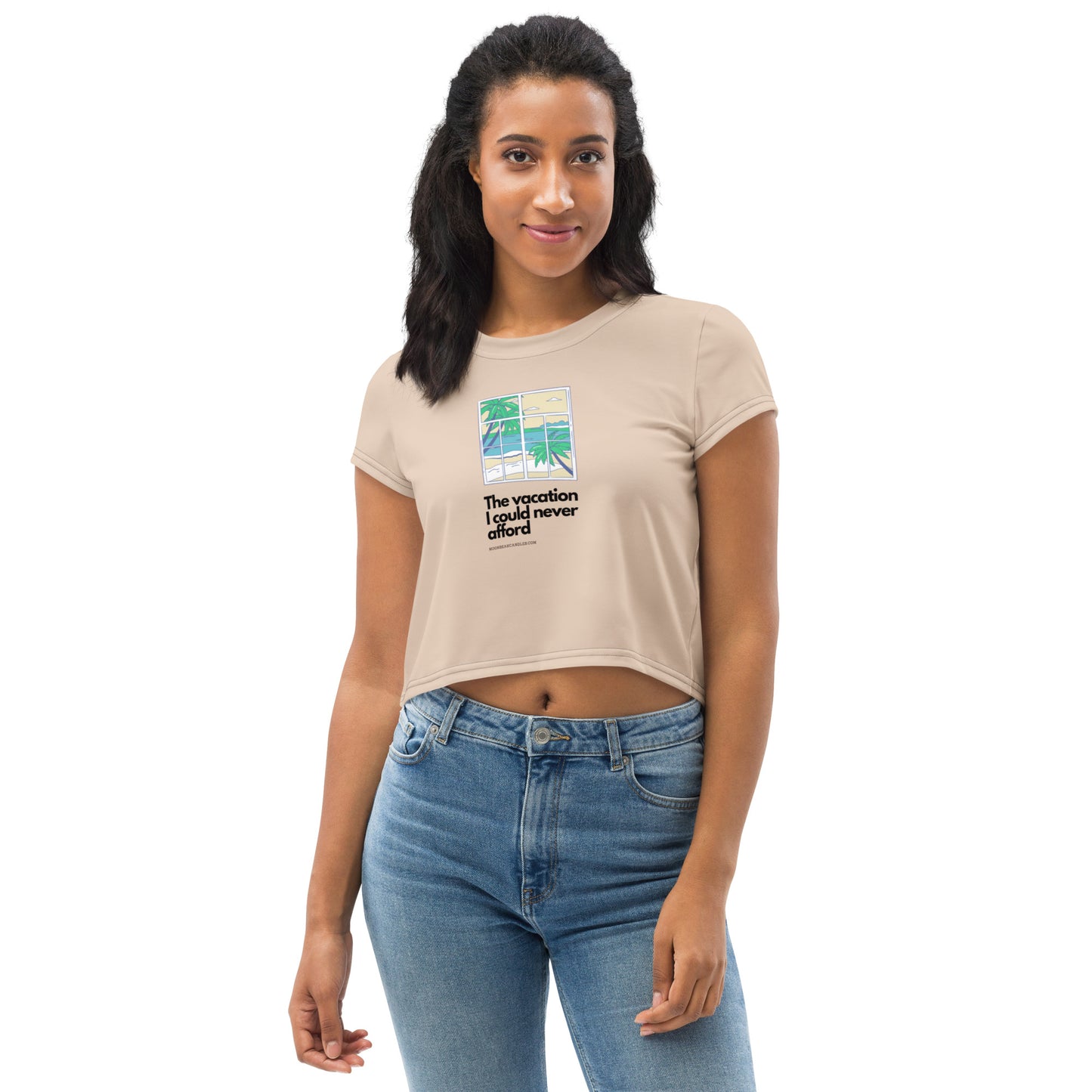 Cute and Funny Vacation Parody Beige Crop Top