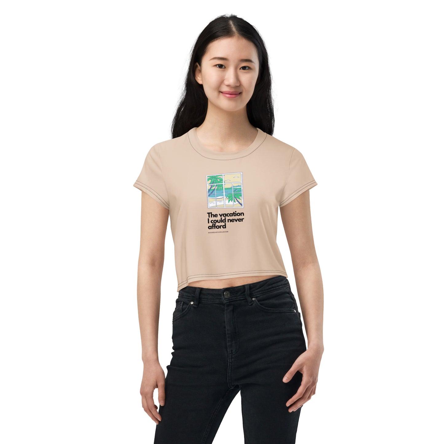 Cute and Funny Vacation Parody Beige Crop Top