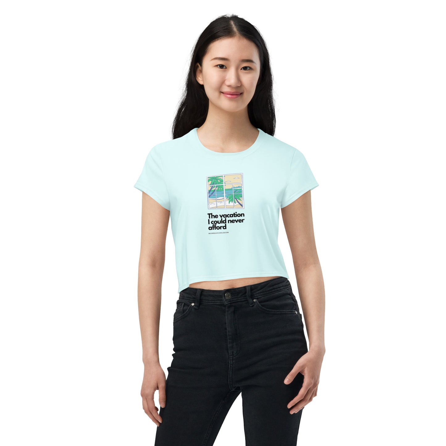 Cute and Funny Vacation Parody Blue Crop Top